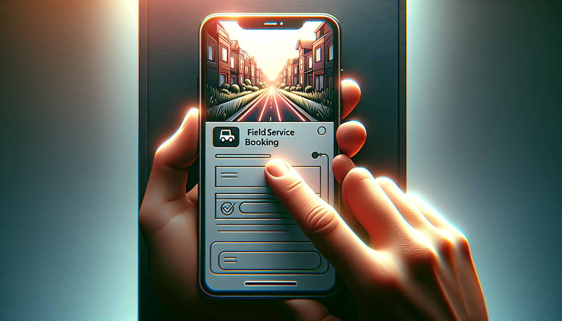Close-up of a smartphone showing a booking screen in an app design for local service businesses