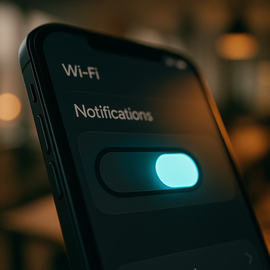 Smartphone screen showing a micro-interaction toggle animation in a mobile UX design