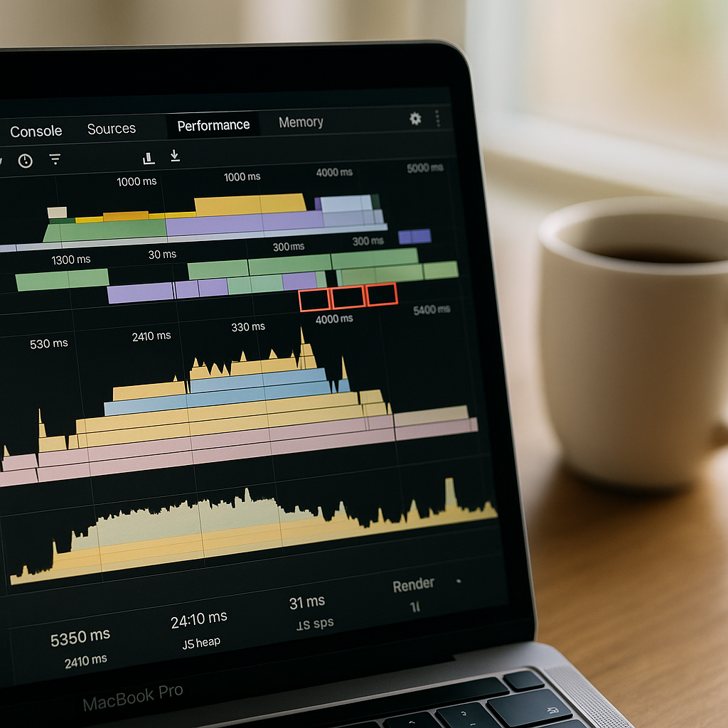 Chrome DevTools performance panel showing long tasks relevant to core web vitals fix