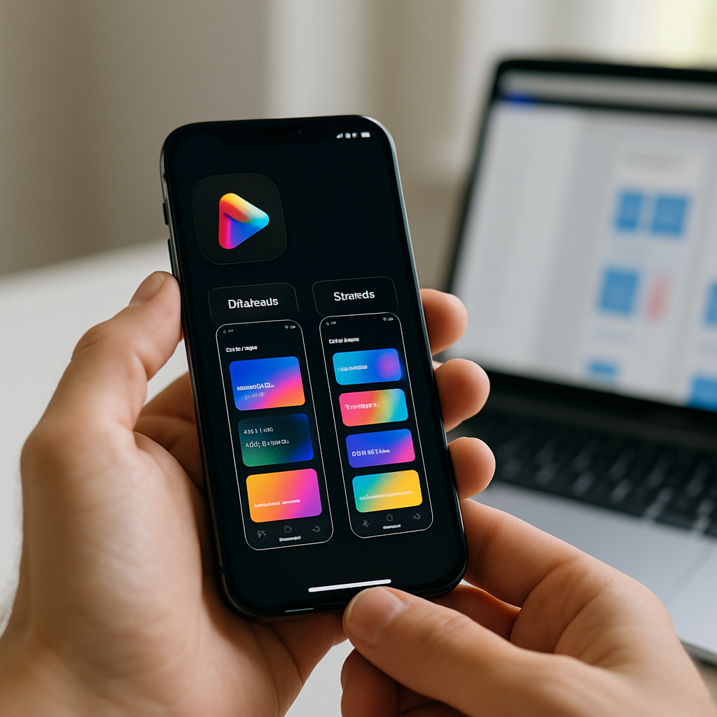 Close-up of smartphone showing app store optimisation design UK screenshot layout
