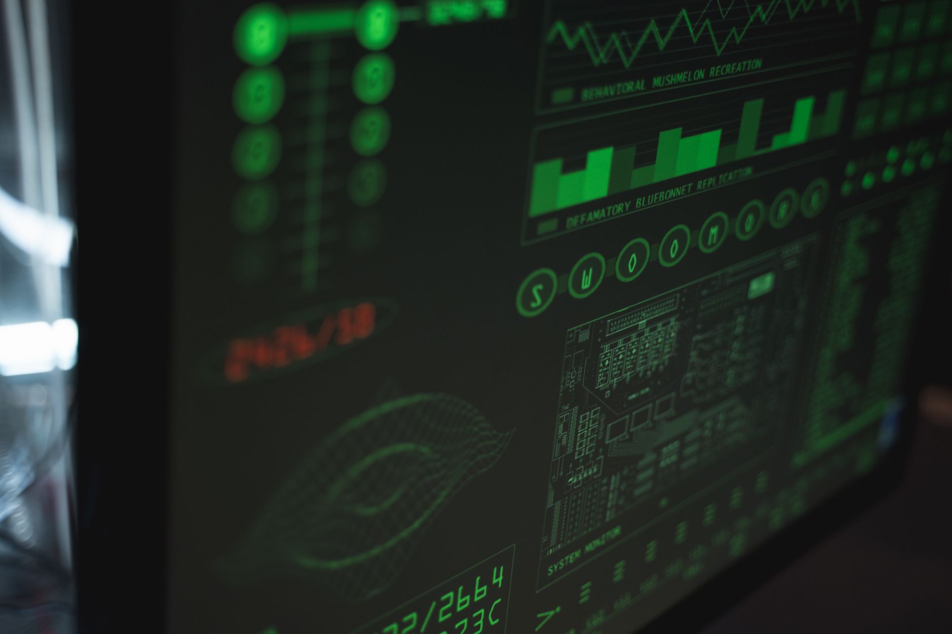 sustainability dashboard design showing energy metrics on a desktop monitor in a UK office